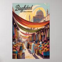 Bagdad Irak Illustration Reise Kunst Vintage