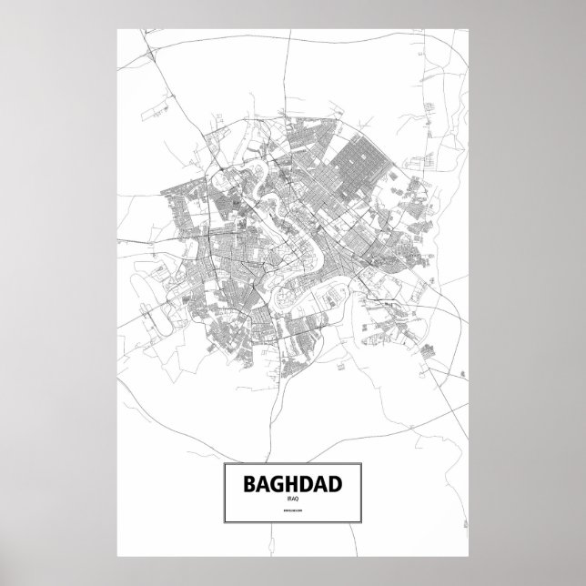 Bagdad, Irak (schwarz auf weiß) Poster (Vorne)