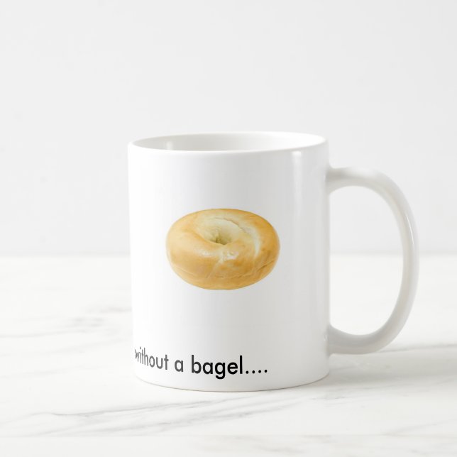 Bagel auf einer Kaffee-Tasse Kaffeetasse (Rechts)