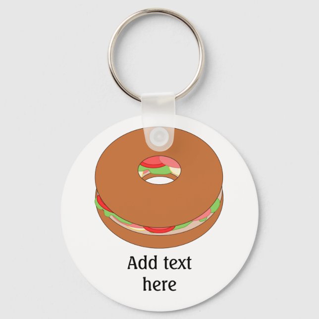 Bagel-Grafik: Fügen Sie Ihren Text für einen Spaß  Schlüsselanhänger (Vorderseite)