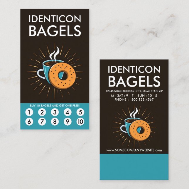 Bagel Loyalty Punch Card Treuekarte (Vorne/Hinten)