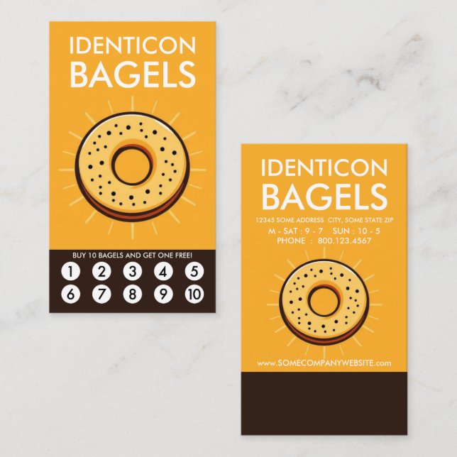 Bagel Loyalty Punch Card Treuekarte (Vorne/Hinten)