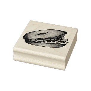 Bagel mit Cremekäse, Kapern und Lox NYC Briefmarke Gummistempel