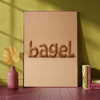 Bagel mit Sesam Buchstaben Lebensmittel Typografie Poster