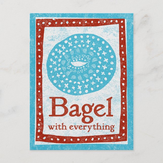 Bagel Postkarte - Fun Blue Red Food Postkarte