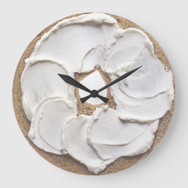 Bagel und Creme Cheese Novelty Große Wanduhr (Vorderseite)