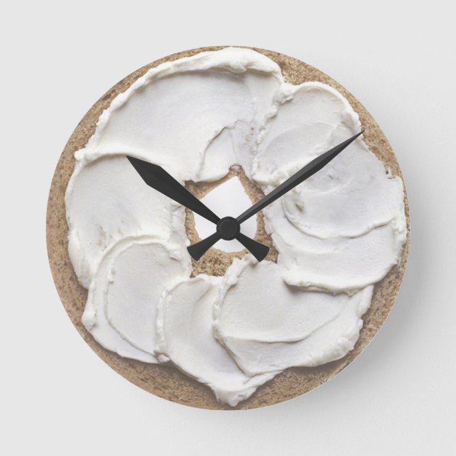 Bagel und Creme Cheese Novelty Runde Wanduhr (Vorderseite)