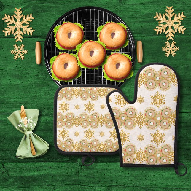Bagel und hübsche Schneeflocken Ofenhandschuh & Topflappen-Set (Von Creator hochgeladen)