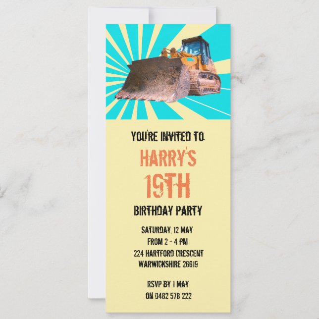 Bagger als geplant einladung (Vorderseite)