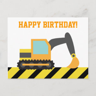 Bagger, Baustellenfahrzeug, Alles Gute zum Geburts Postkarte