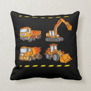 Bagger Betonmischer Trucks Boys Construction Kissen