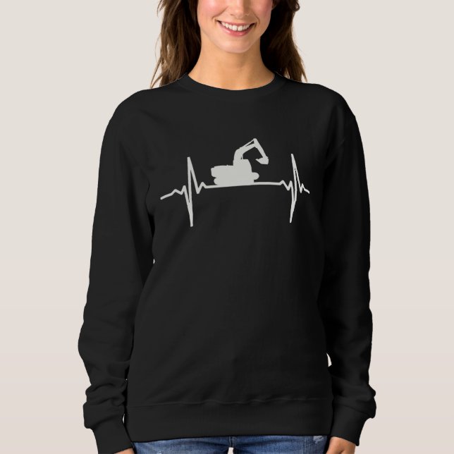 Bagger Herzschlag  Kleidung Puls Baustelle S Sweatshirt (Vorderseite)