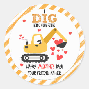Bagger I Dig Being Your Friend Valentinstag-Aufkle Runder Aufkleber