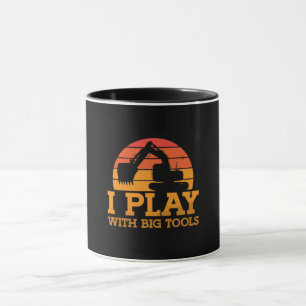 Bagger ich mit großen Werkzeugen Baustelle Tasse