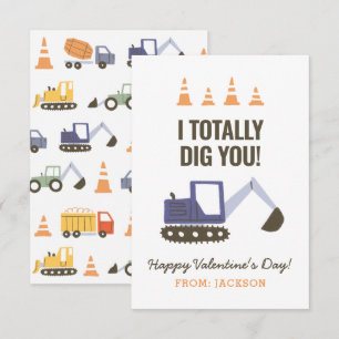 Bagger-Kinderklasse-Valentinstag Mitteilungskarte