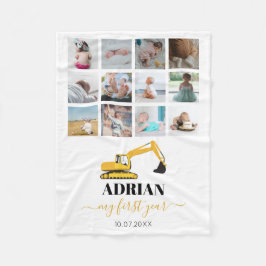 Bagger Truck Baby erstes Jahr Foto Collage Fleecedecke