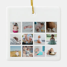 Bagger Truck Baby erstes Jahr Foto Collage Keramikornament