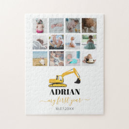 Bagger Truck Baby erstes Jahr Foto Collage Puzzle
