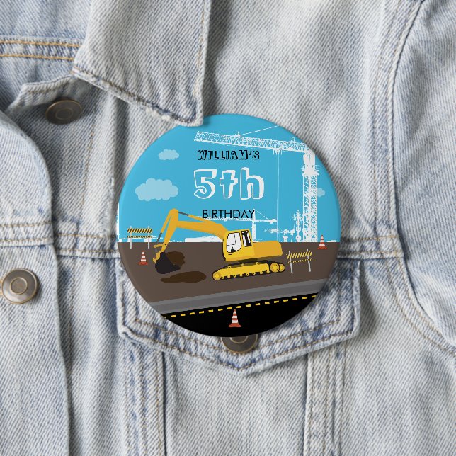 Bagger Truck Bauwagen Geburtstagspartei Button (Beispiel)