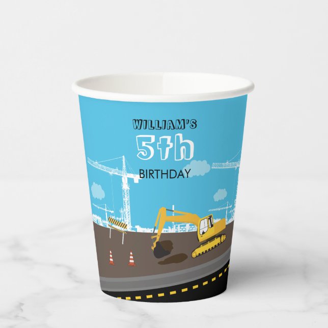 Bagger Truck Bauwagen Geburtstagspartei Pappbecher (Links)