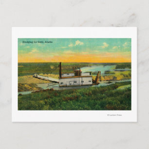Baggerarbeiten für den Goldbergbau in AlaskaStaat Postkarte