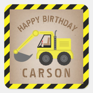 Baggerbau Geburtstag Quadratischer Aufkleber