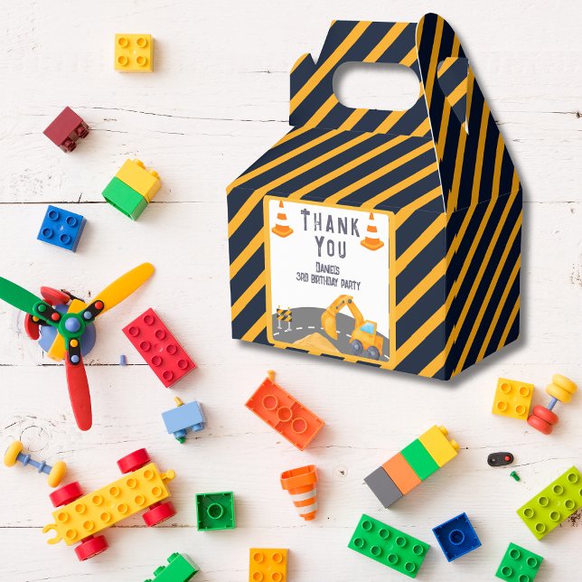 Baggerbau Kindergeburtstag Party Geschenkschachtel (Excavator Construction Cone Kids Birthday Party Favor Box)