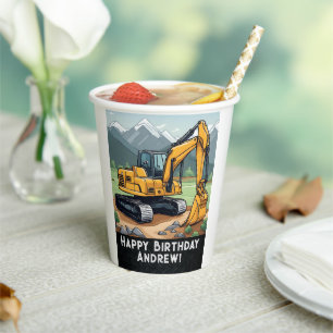 Baggerbaugerät-Digger Geburtstag Pappbecher