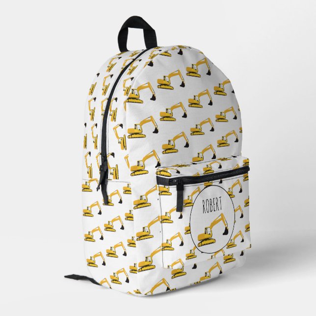 Baggerbauwagen Bedruckter Rucksack (Rückseitige Ecke links)