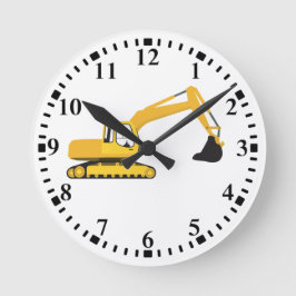 Baggerbauwagen Runde Wanduhr