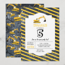 Baggerbauwagen und -werkzeuge zum Geburtstag