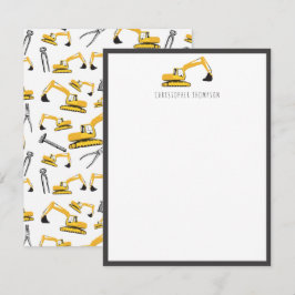 Baggerbauwagen Werkzeuge für Kinder Mitteilungskarte