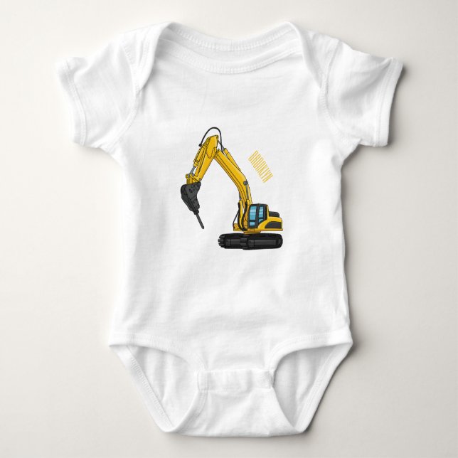 Baggerbrecher-Cartoon-Illustration Baby Strampler (Vorderseite)