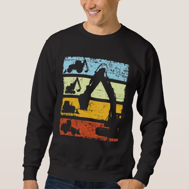 Baggerfahrer Baustelle Retro Vi Sweatshirt (Vorderseite)