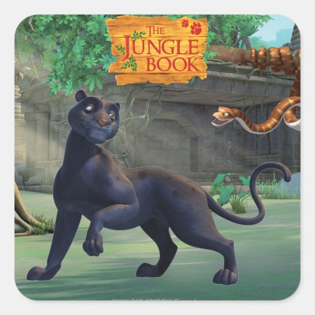 Bagheera 3 quadratischer aufkleber (Vorderseite)