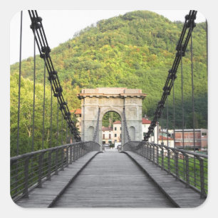 Bagni di Lucca, Toskana, Italien - Eine alte Brück Quadratischer Aufkleber