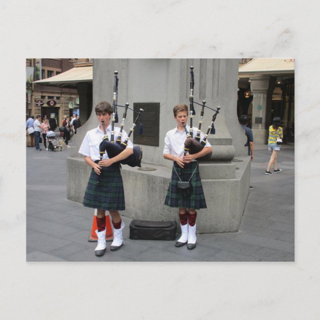 Bagpipe Buskers bei QVB Postcard Postkarte (Vorderseite)