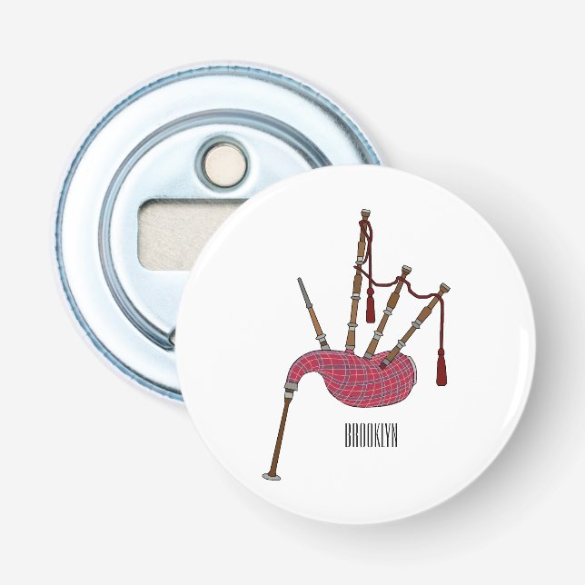 Bagpipe Cartoon Illustration Flaschenöffner (Vorderseite)