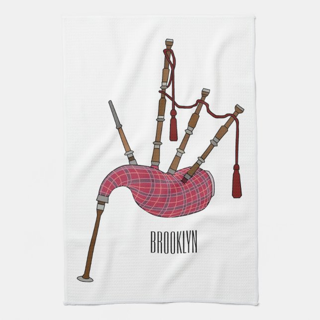 Bagpipe Cartoon Illustration Geschirrtuch (Vertikal)