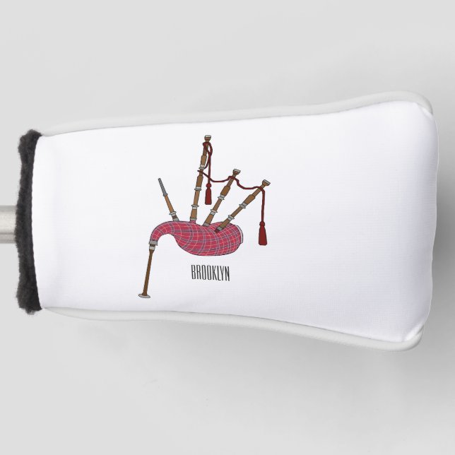 Bagpipe Cartoon Illustration Golf Headcover (Vorderseite)