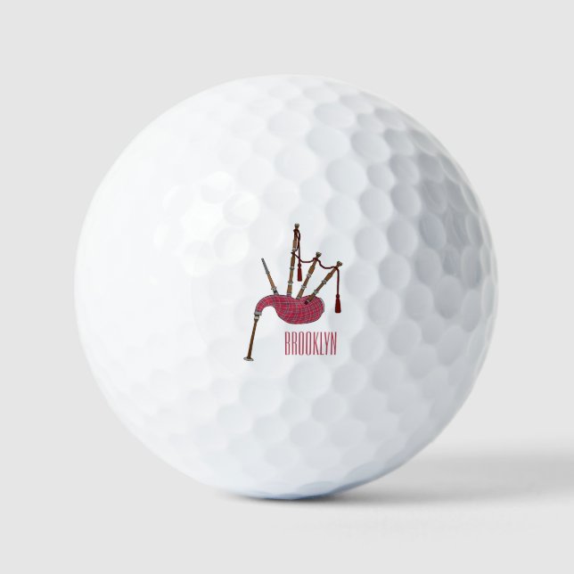 Bagpipe Cartoon Illustration Golfball (Vorderseite)