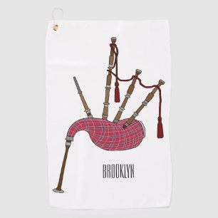 Bagpipe Cartoon Illustration Golfhandtuch