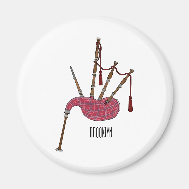 Bagpipe Cartoon Illustration Magnet (Vorne)