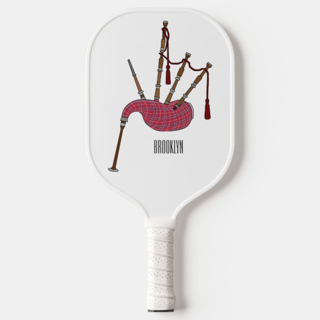 Bagpipe Cartoon Illustration Pickleball Schläger (Vorderseite)