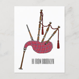 Bagpipe Cartoon Illustration Postkarte