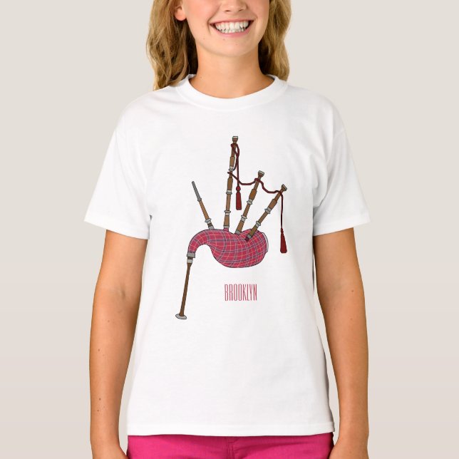 Bagpipe Cartoon Illustration T-Shirt (Vorderseite)