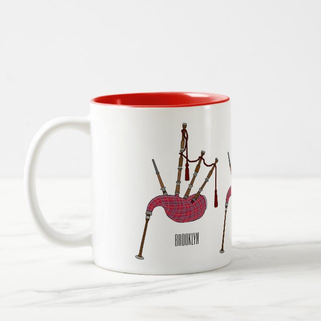 Bagpipe Cartoon Illustration Zweifarbige Tasse (Links)