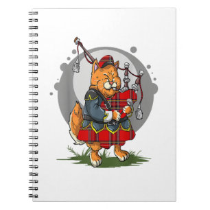 Bagpipe Cat Bagpipe Scottish Music Kitten Notizblock