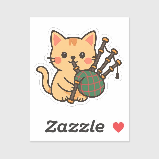 Bagpipe Cat Fun Design Aufkleber (Blatt)