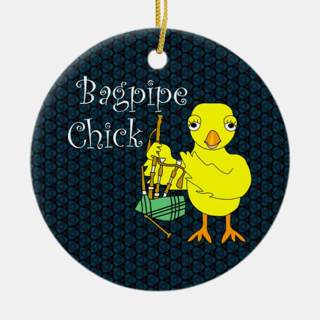 Bagpipe Chick Text Keramik Ornament (Vorne)